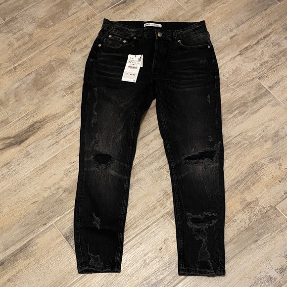 Zara Distressed Black Skinny Jeans - Picture 1 of 13